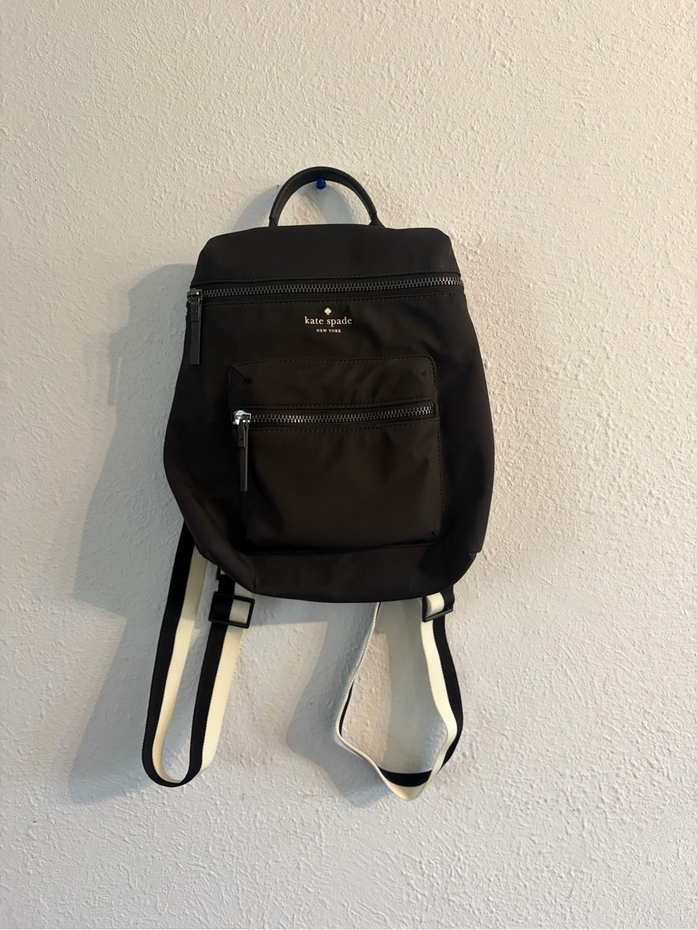 kate spade black nylon backpack with contrast straps